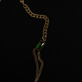 Elegant Green Diamond Rectangle Dual-Strand Chain Bracelet